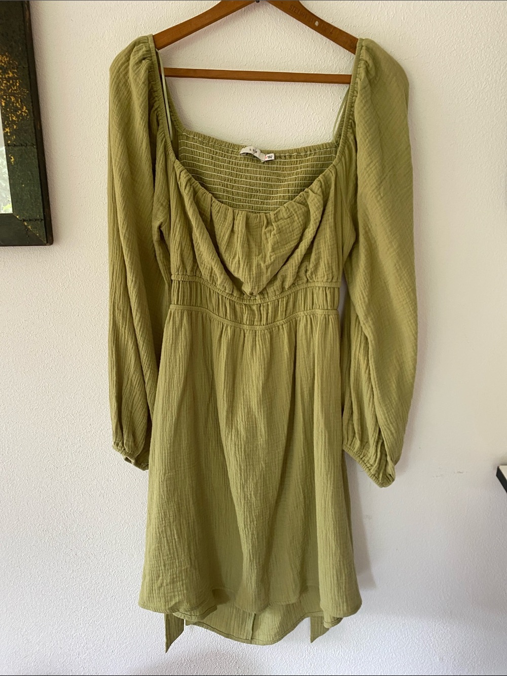 Lush Olive Green Long Sleeve Mini Dress